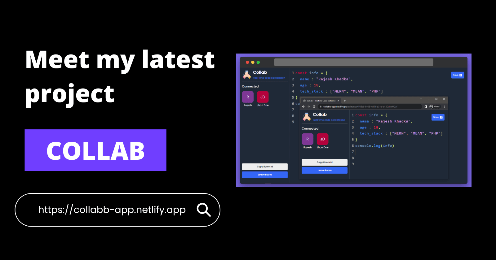 Meet my latest project - Realtime code collaboration tool